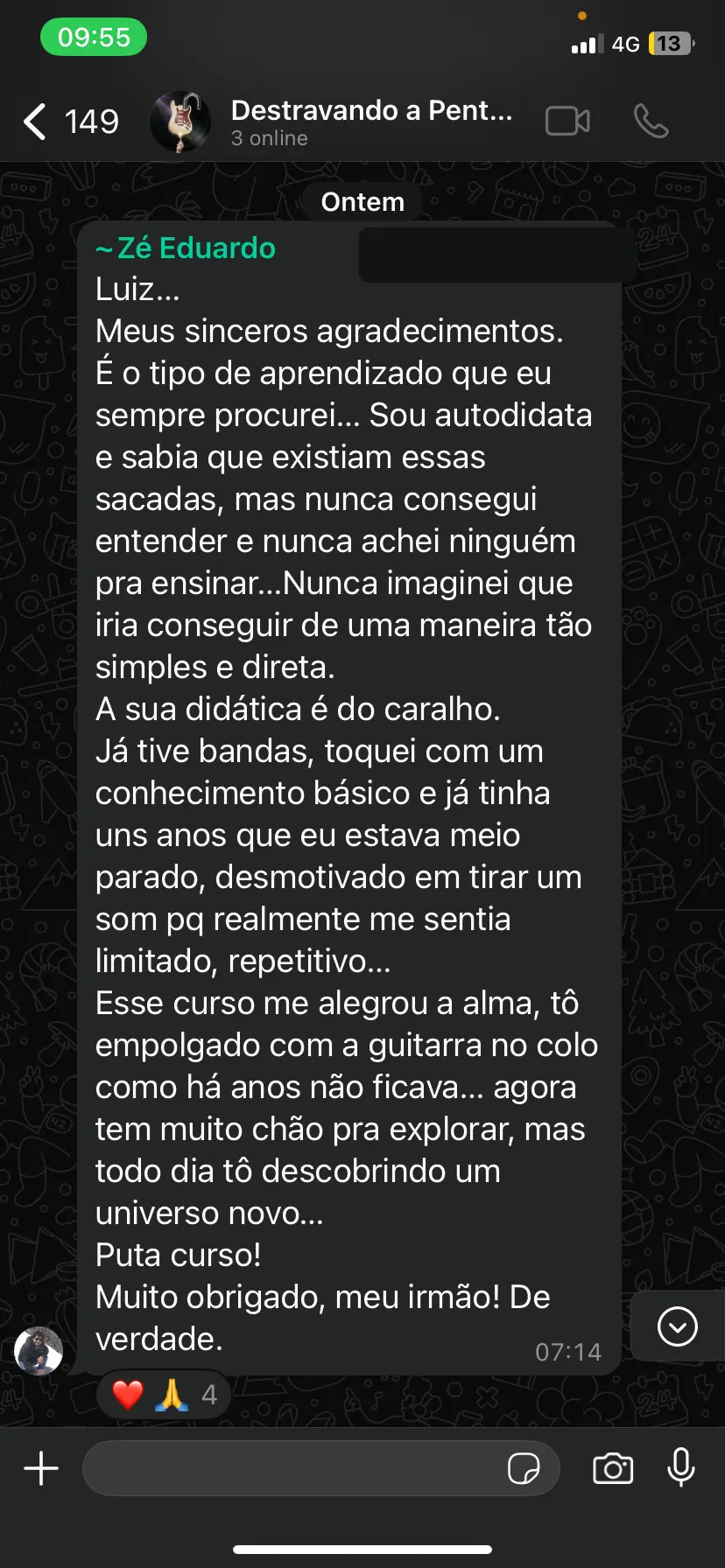 Depoimento de Zé Eduardo sobre a didática e a motivação recuperada