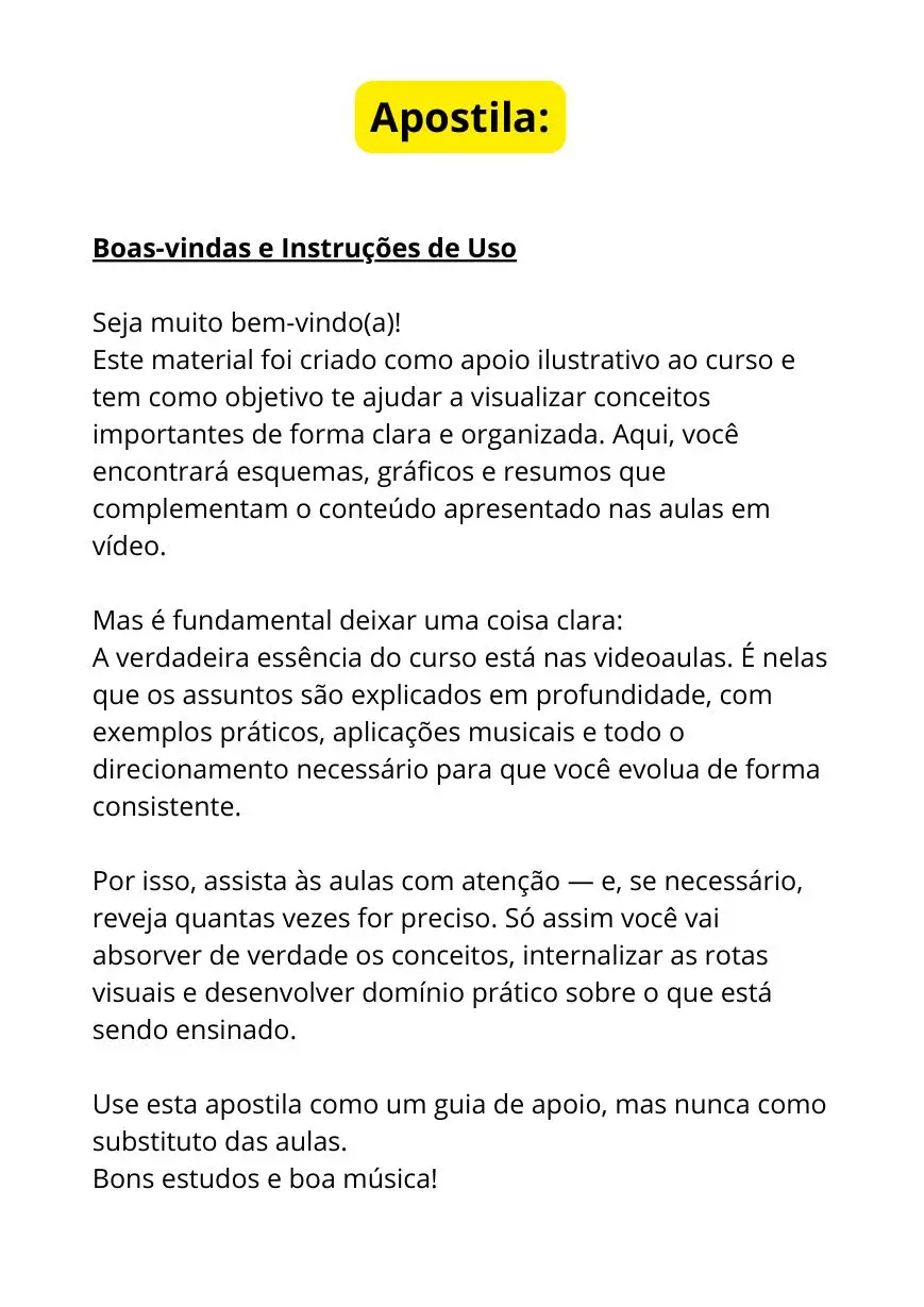 Boas-vindas e instruções de uso da apostila